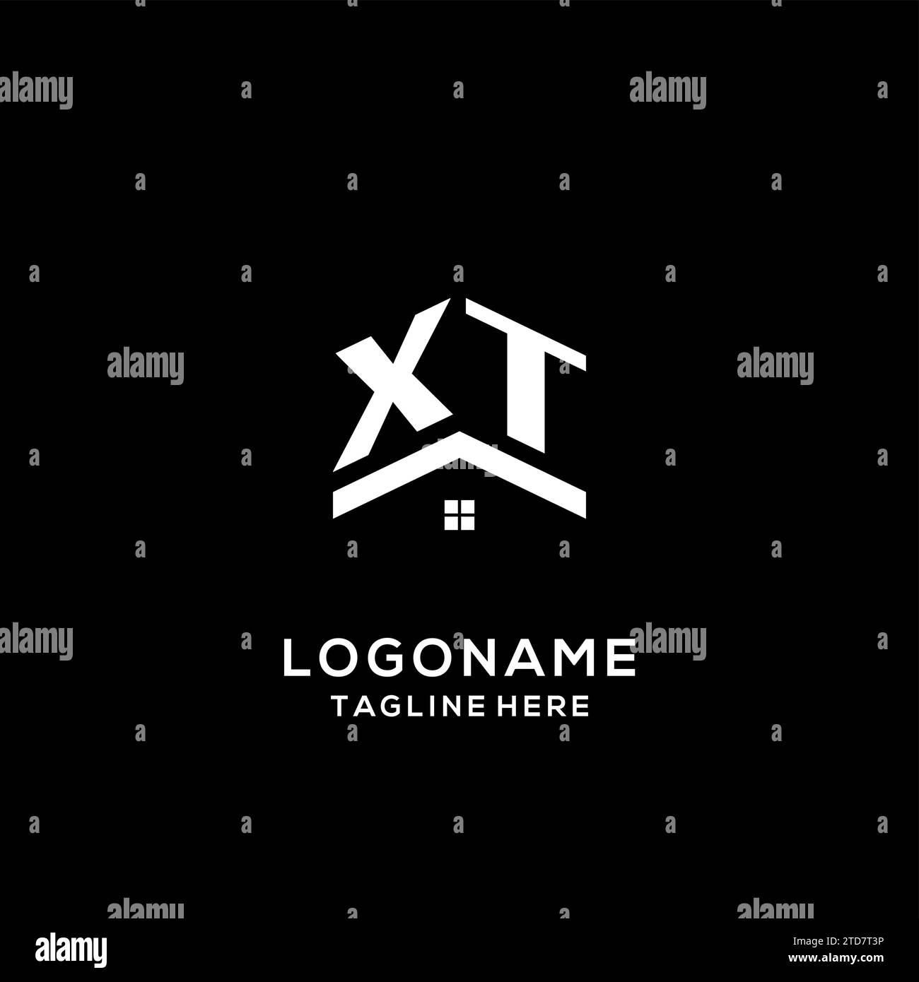 Initial XT logo with abstract home roof, simple and clean real estate ...