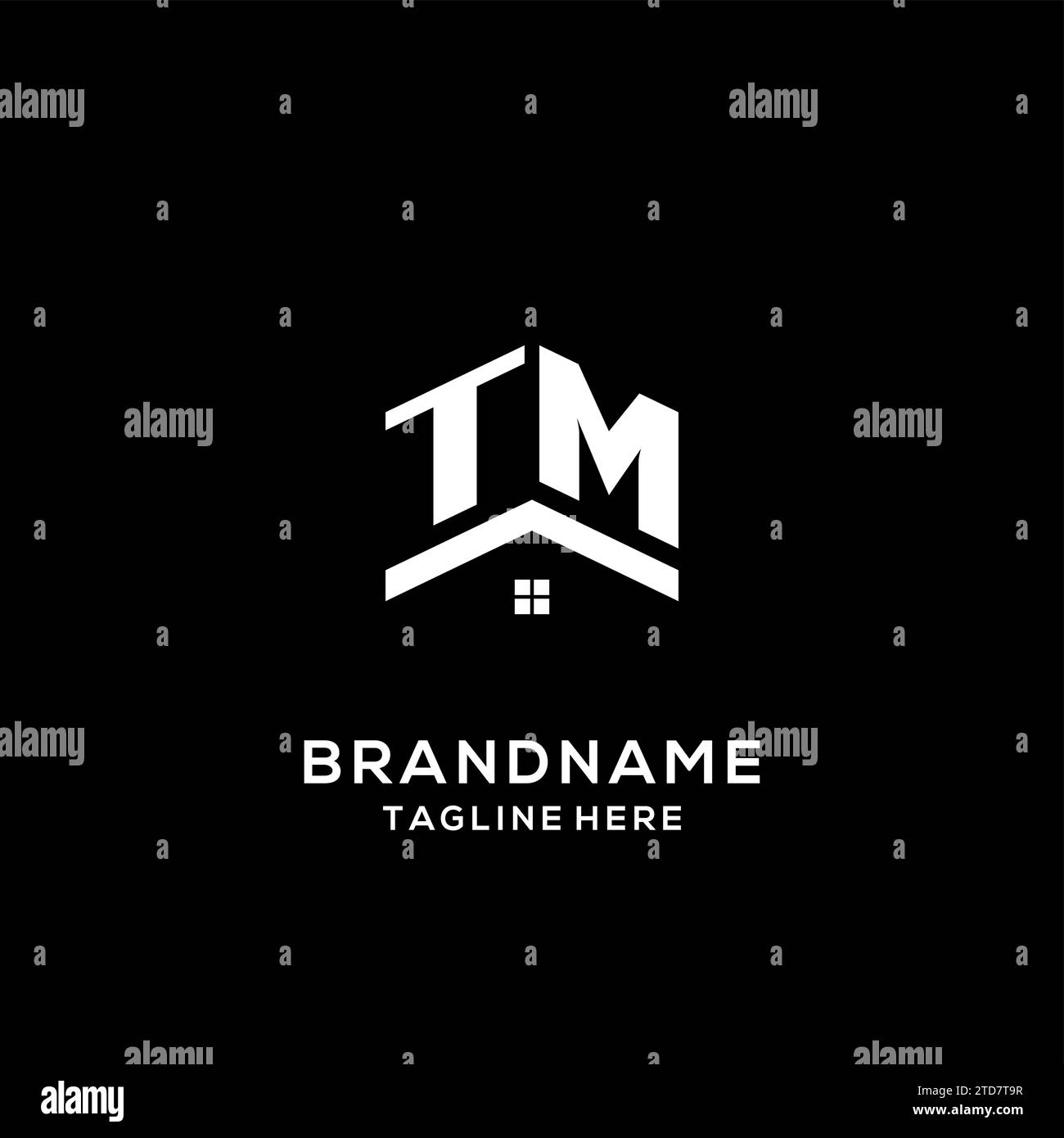 Initial TM logo with abstract home roof, simple and clean real estate