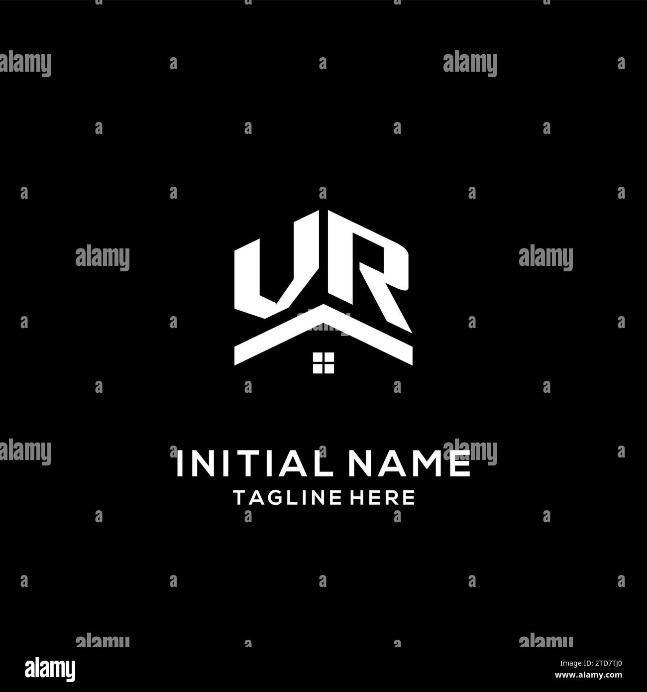 Initial VR logo with abstract home roof, simple and clean real estate ...
