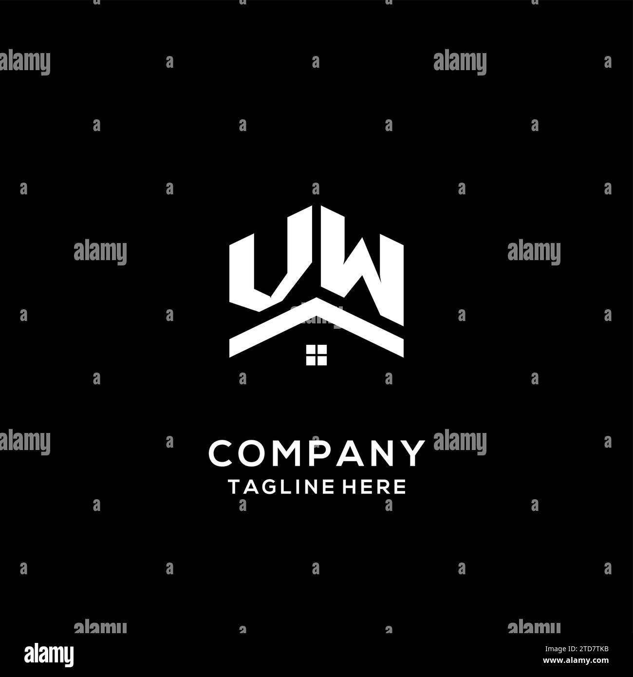 Initial VW logo with abstract home roof, simple and clean real estate ...