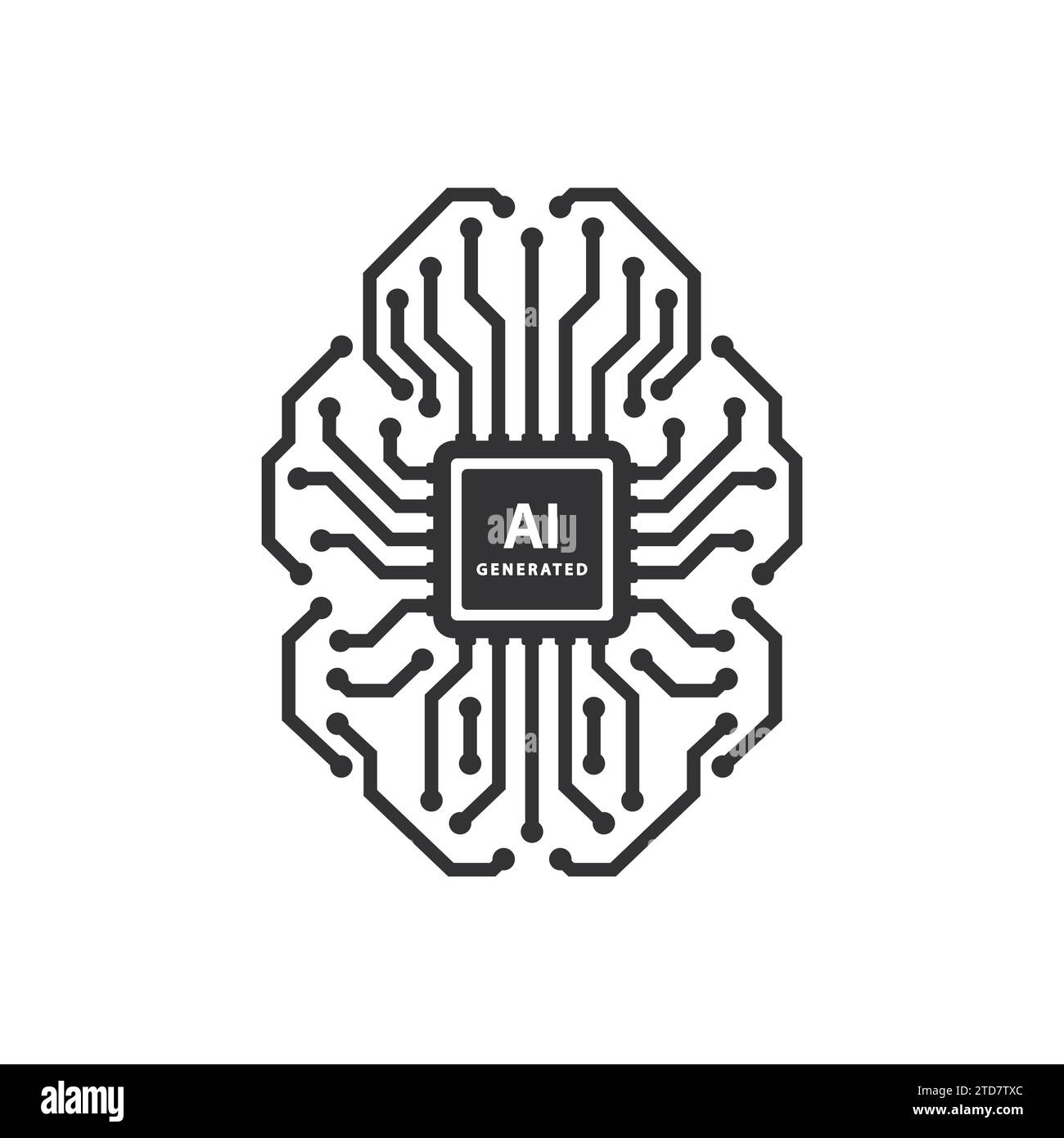 Brain circuit board logo, artificial intelligence technology chip design concept Stock Vector