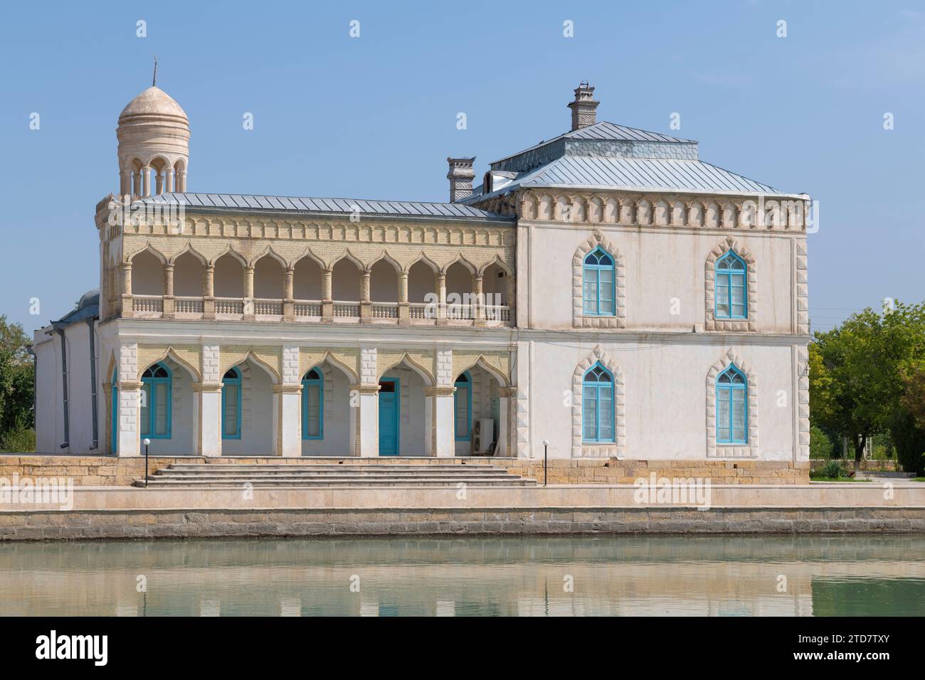 Ancient building of the harem of the Bukhara emir on a sunny September day. Summer country residence Sitorai Mokhi-Khosa. Neighborhoods of Bukhara, Uz Stock Photo