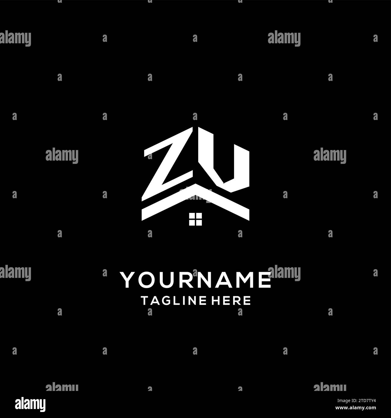Initial ZV logo with abstract home roof, simple and clean real estate ...