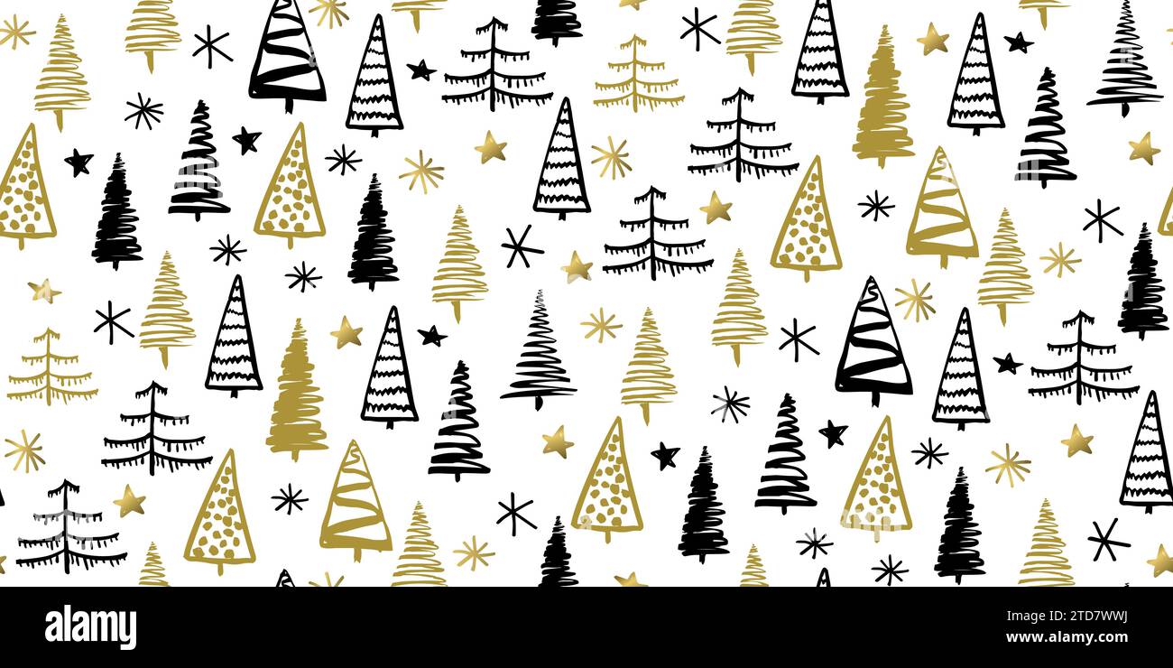 Simple minimalist christmas trees pattern on white background. Seamless ...