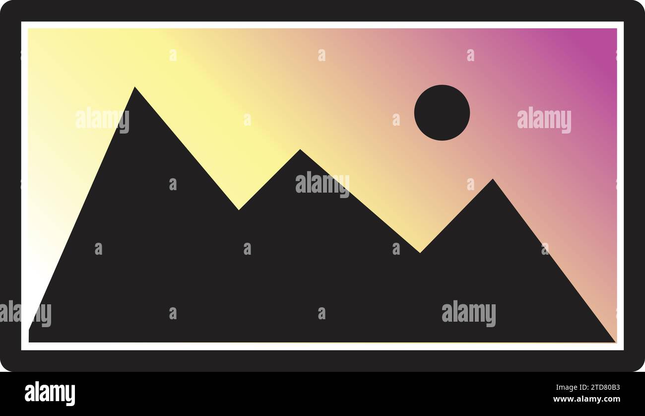 Photo Gallery icon | Picture icon |Mountains with sun gallery icon Stock Vector