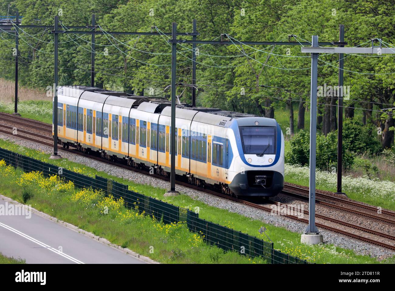 SLT local commuter train of NS on track between Gouda and The Hague in the Netherlands Stock Photo