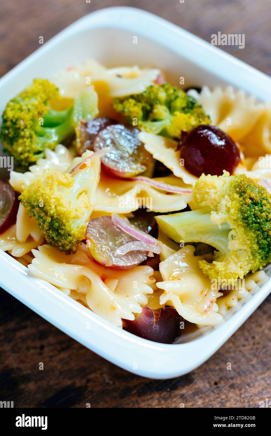 Pasta Salad with broccoli and grapes Stock Photo Alamy