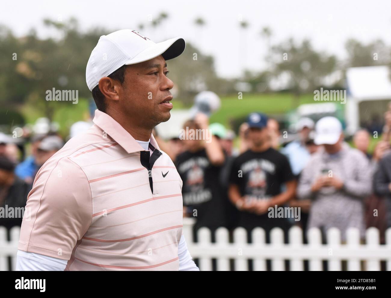 Orlando, United States. 16th Dec, 2023. Tiger Woods waits to tee off on the first hole during the first round of the PNC Championship at the Ritz-Carlton Golf Club in Orlando. Credit: SOPA Images Limited/Alamy Live News Stock Photo