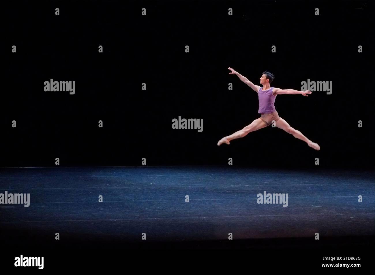 The Australian Ballet - Chengwu Guo performs a Grand jeté, ART TO SKY (2014) Sydney Opera House Media Preview, Choreography Stephen Baynes Stock Photo