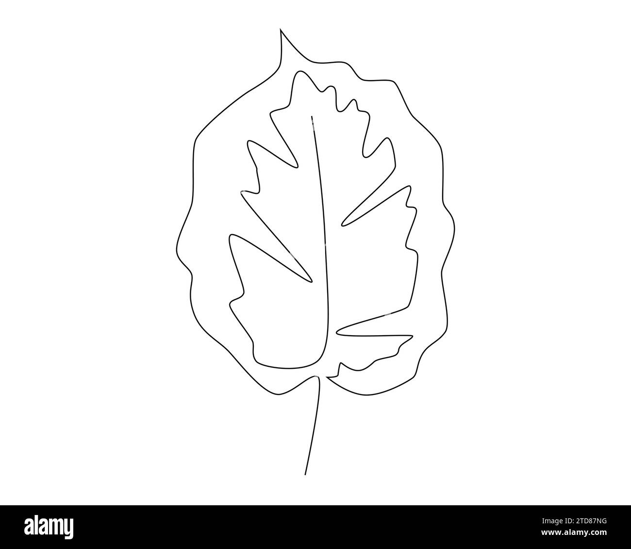Continuous one simple single abstract line drawing of leaf icon vector illustration concept Stock Vector