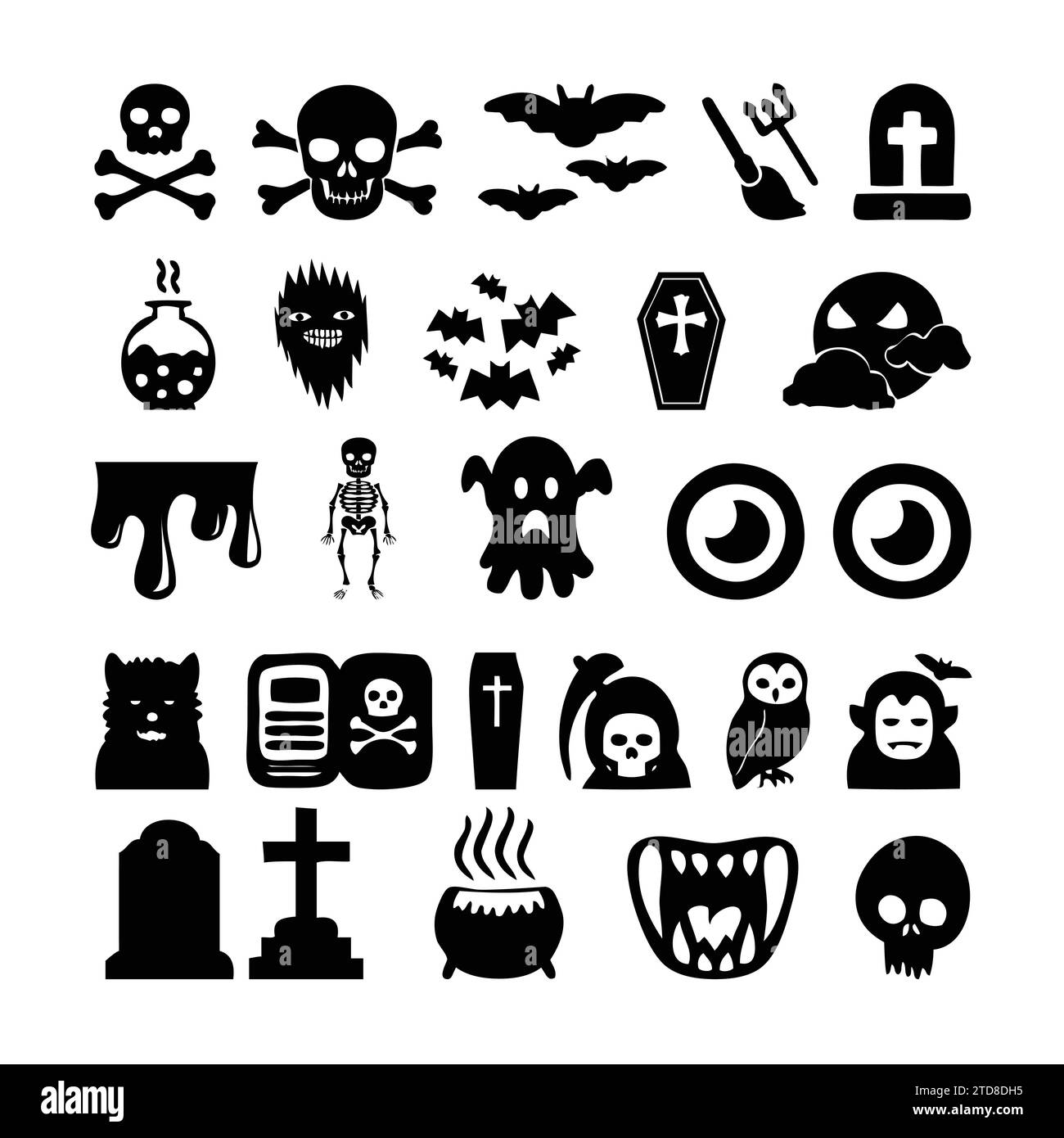 Set of silhouettes of Halloween on a white background vector ...