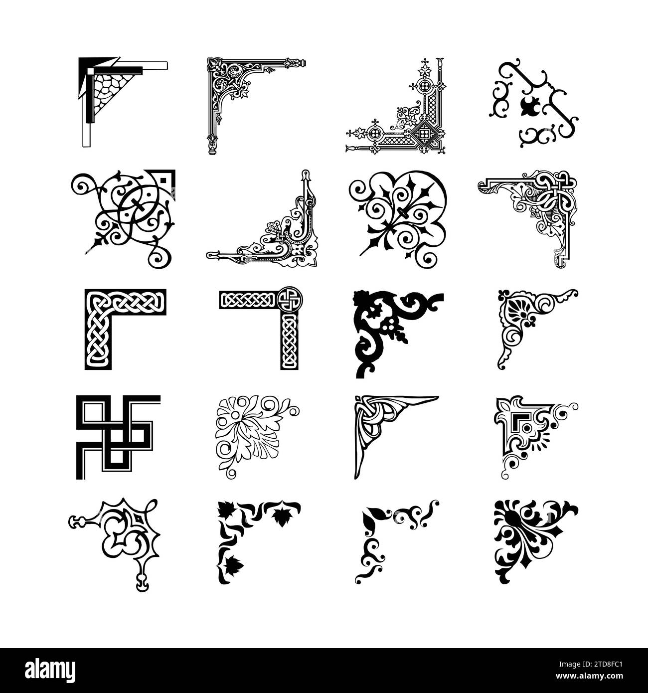 Vintage Design Elements Corners Vector. Decorative Corner Frame Set