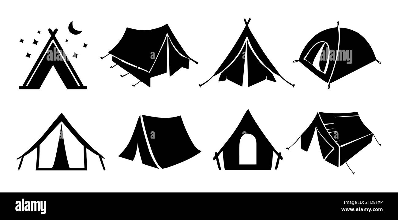 Tourist camping tent vector icon set on a white background Stock Vector ...