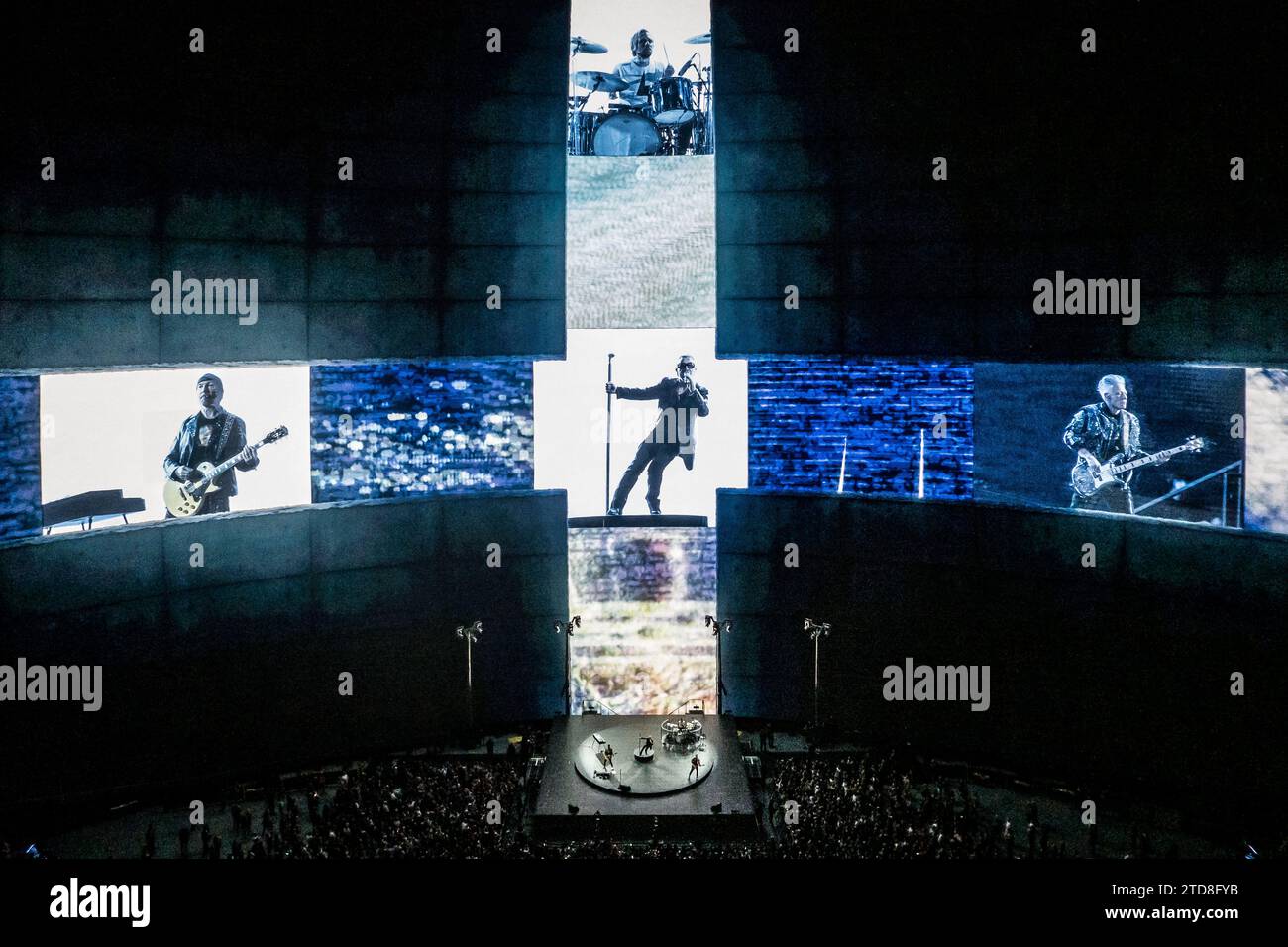 U2 performing live at the Sphere, Las Vegas Stock Photo