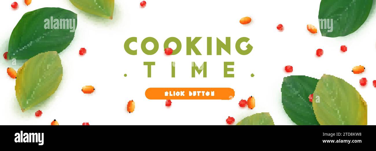 Green tea. Realistic Tea leaves with berries. Cooking time poster