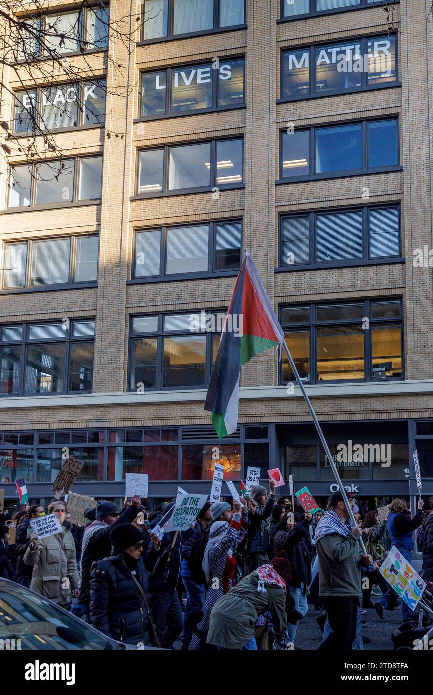 Portland Crowd Portland, USA. 16th Dec, 2023. The crowd briefly marched through ...