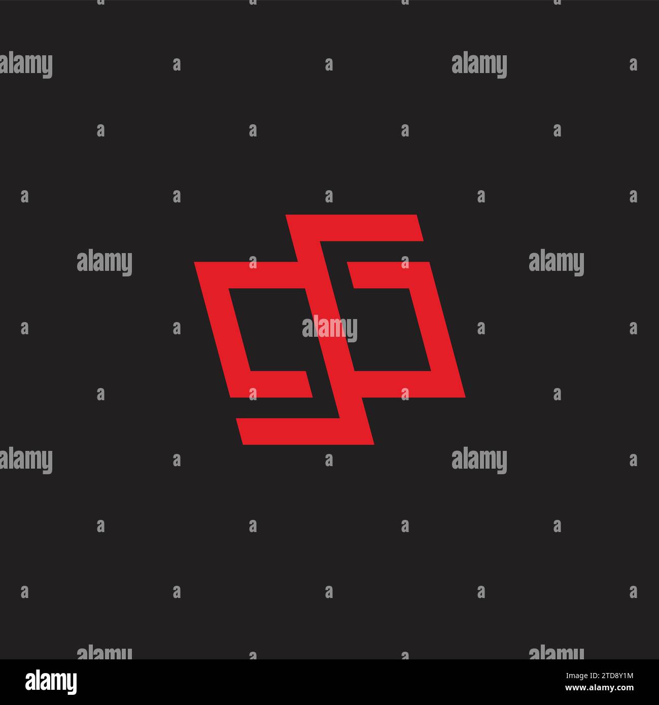 letter gb red ambigram logo vector Stock Vector
