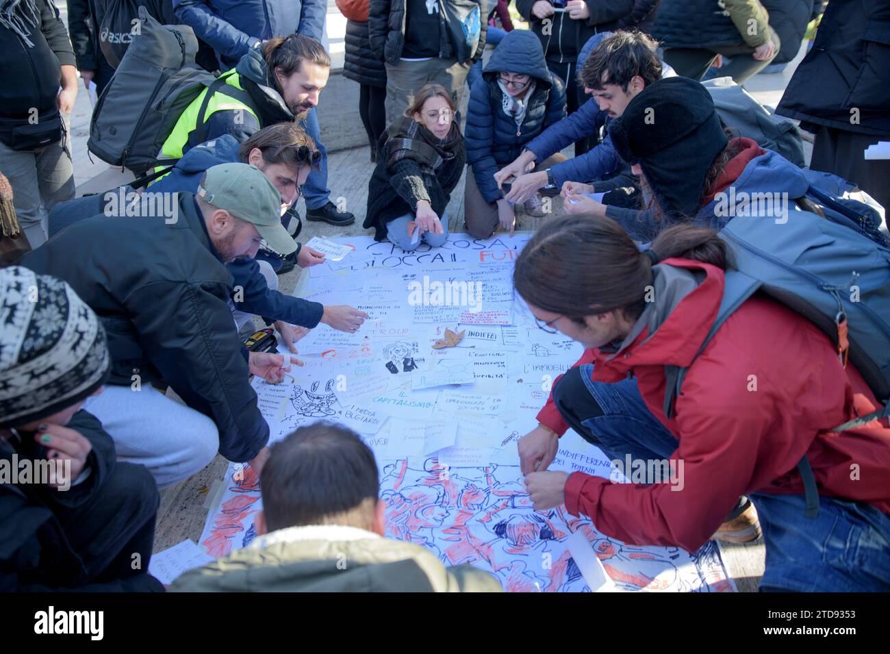 Rome italy 16th dec 2023 environmental activists around a large