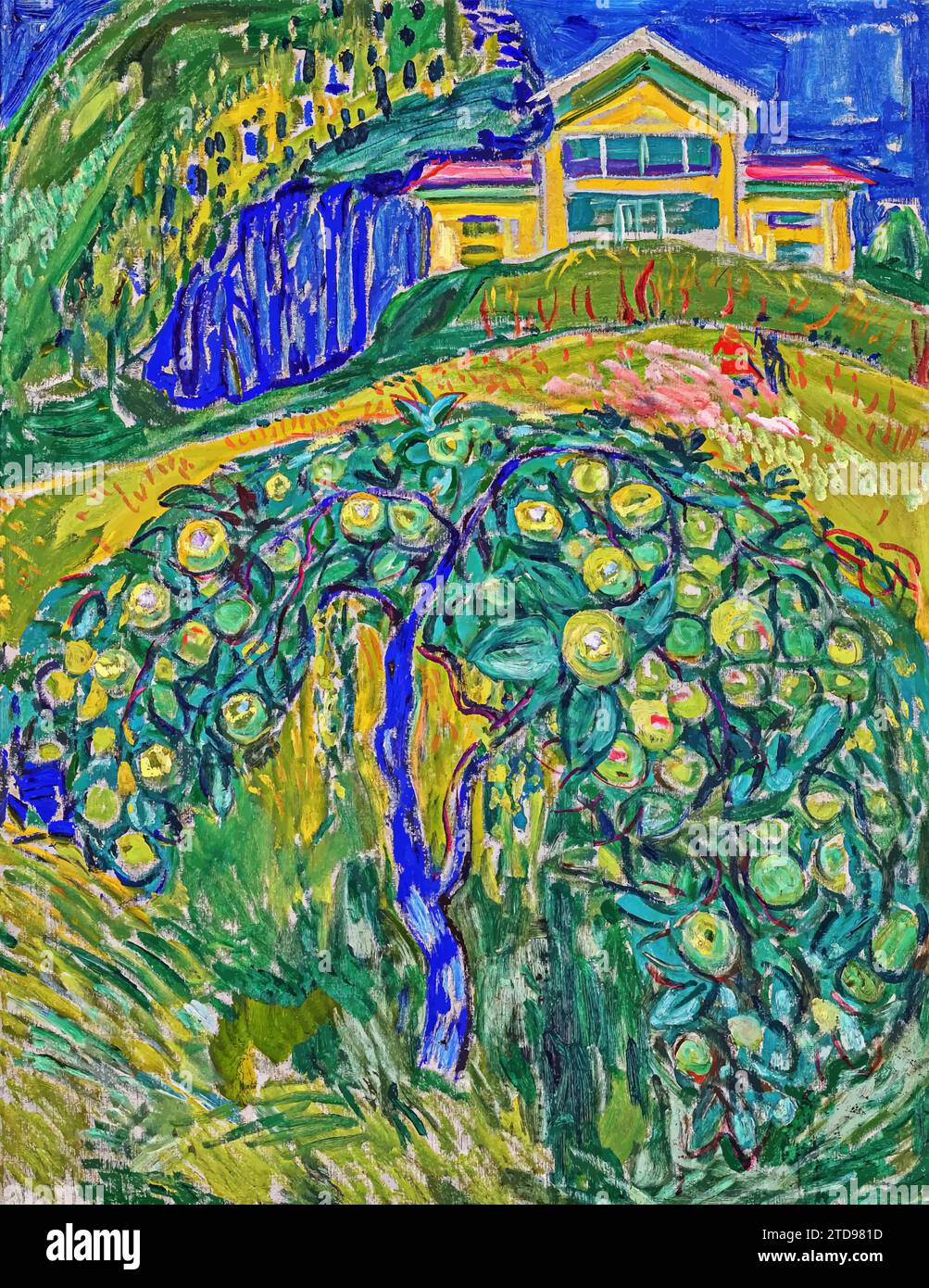 Apple Tree in the Garden, 1932 (Painting) by Artist Munch, Edvard (1863-1944) / Norwegian. Stock Vector