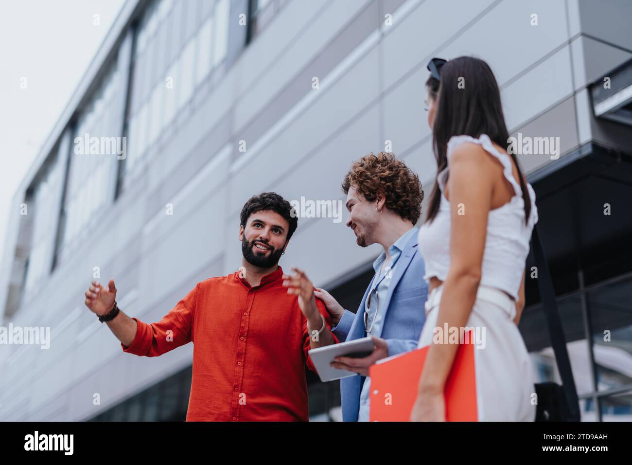 Corporate Architects Discussing Profitable Sustainable Design Project Stock Photo