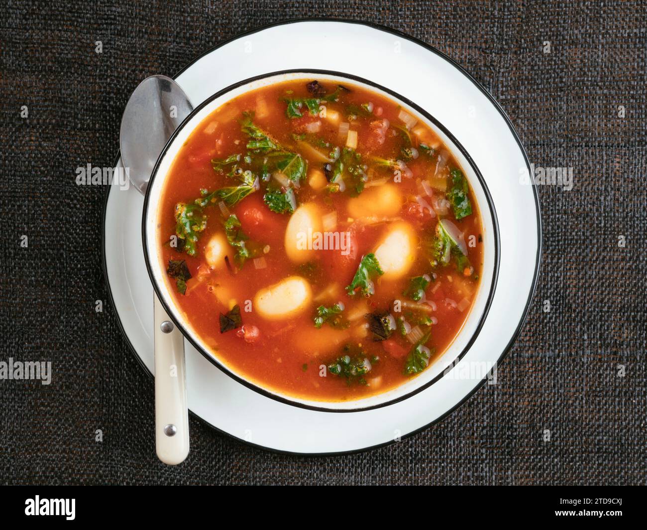 Great Northern Bean Soup with Kale Stock Photo