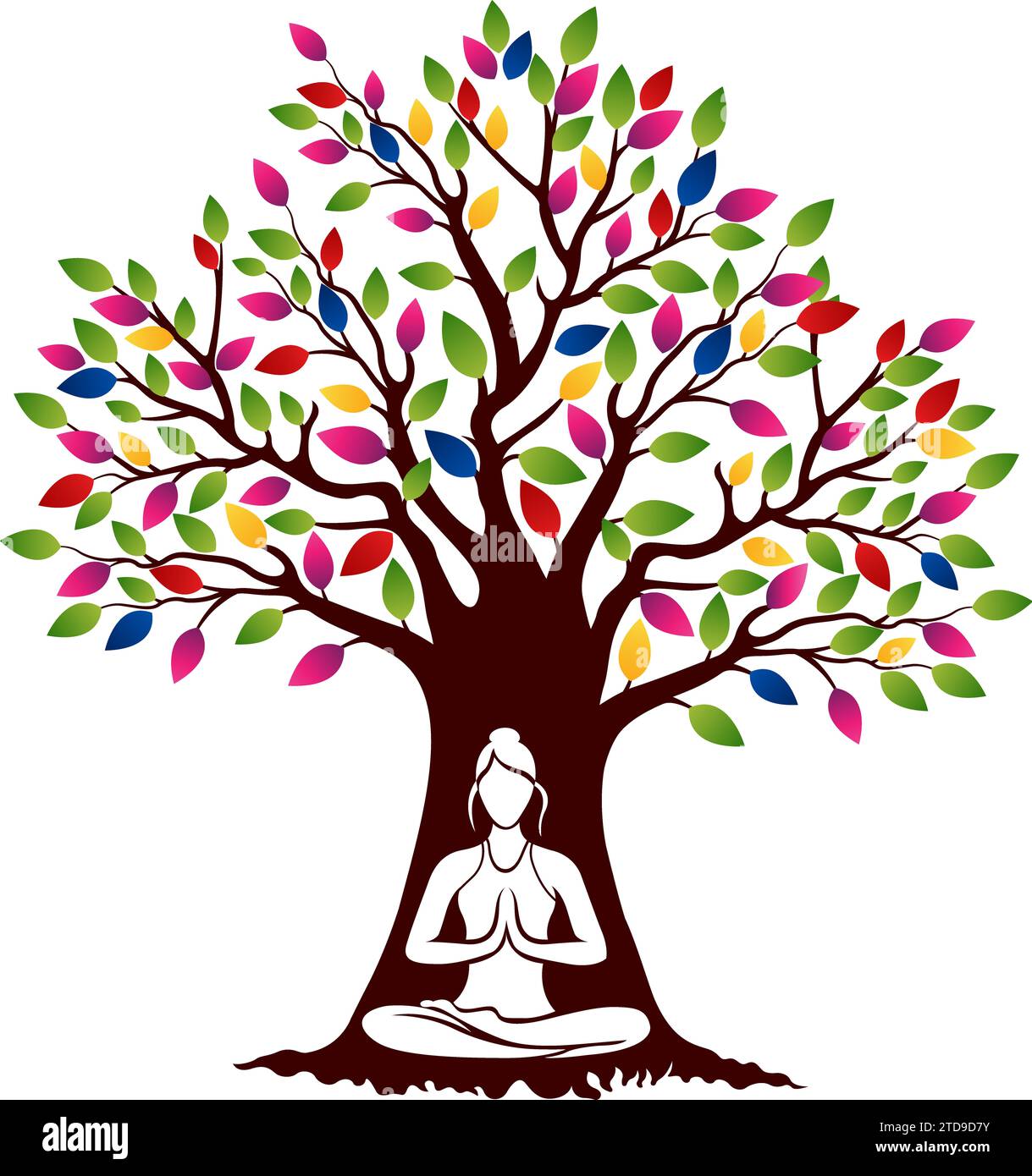 Illustration art of a tree yoga with isolated background Stock Photo