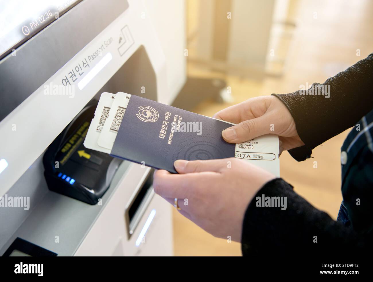 airport travler woman Stock Photo