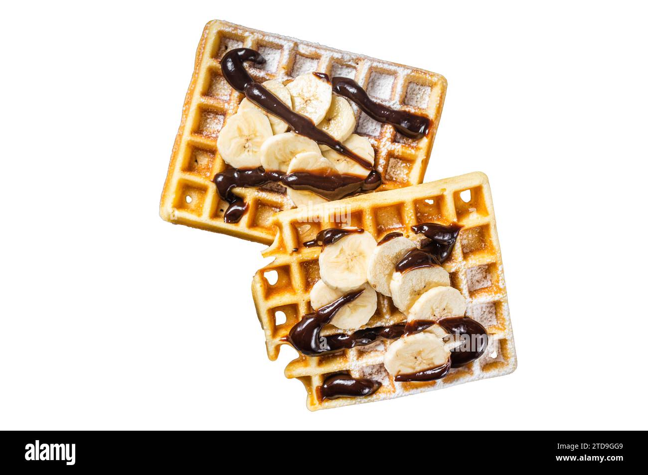 Traditional belgian waffles with fresh banana and Chocolate sauce ...