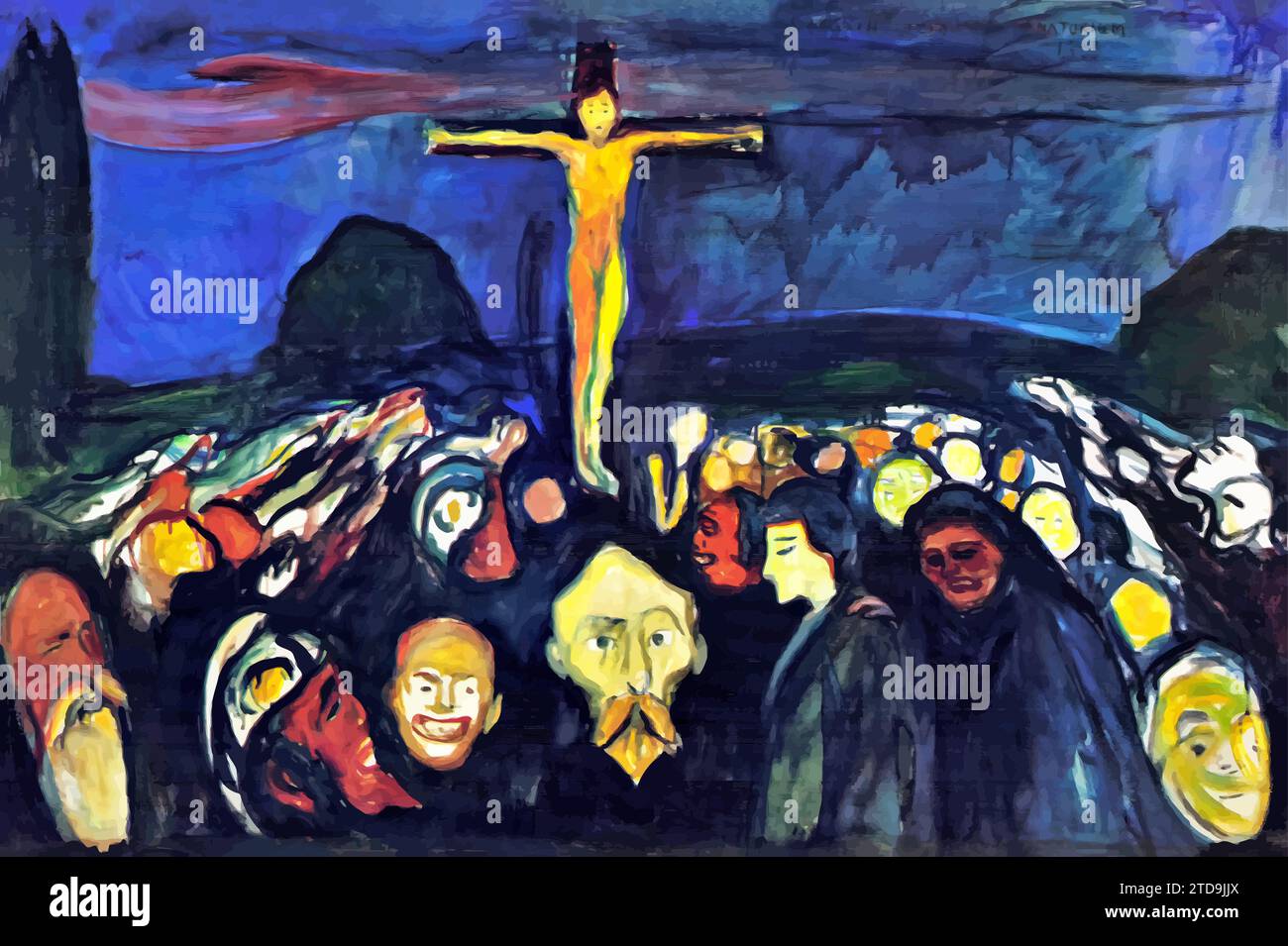 Golgotha, 1900 (Painting) by Artist Munch, Edvard (1863-1944) / Norwegian. Stock Vector