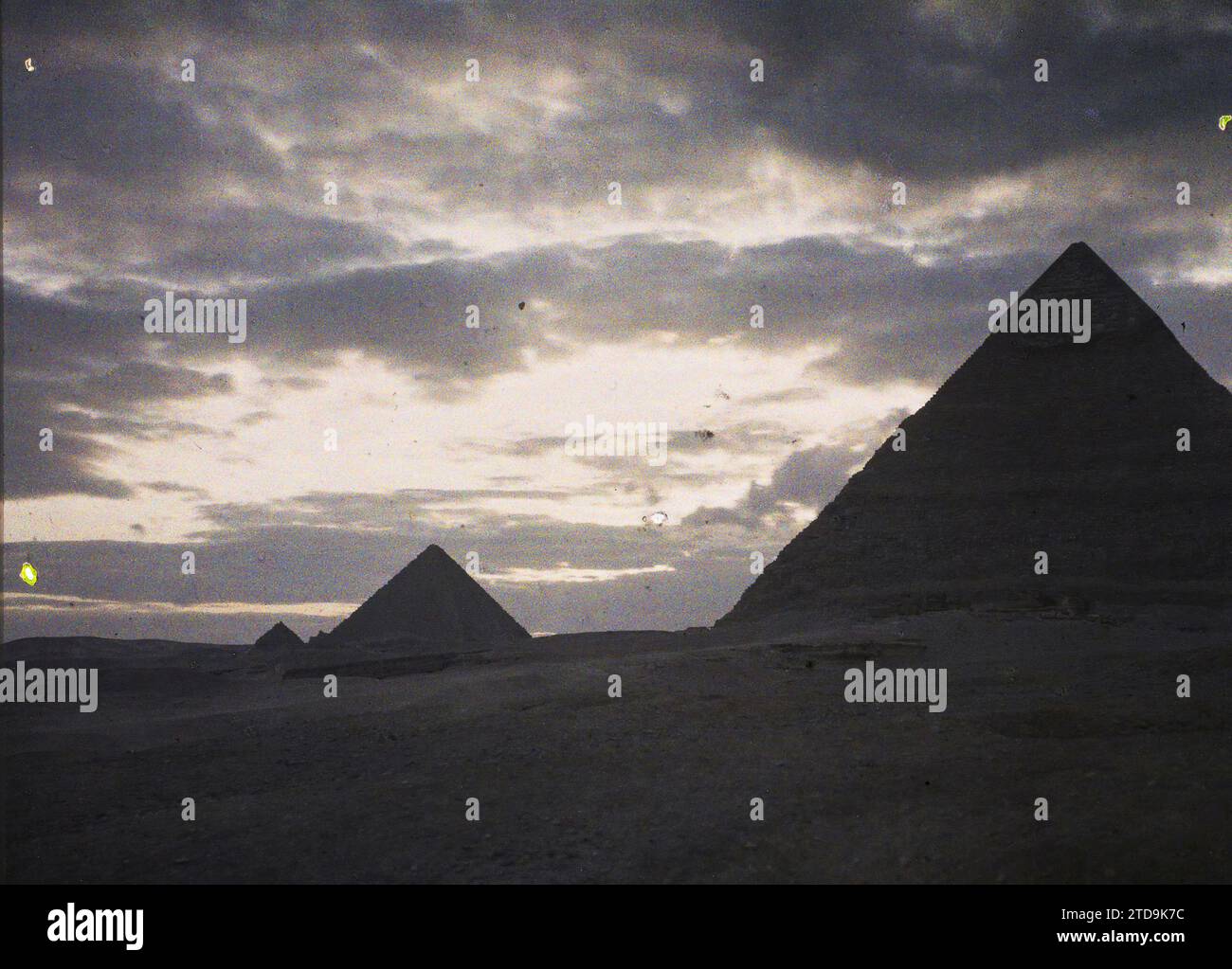 Gîzeh, Egypt, Africa The pyramids of Gîzeh at dusk, Habitat ...