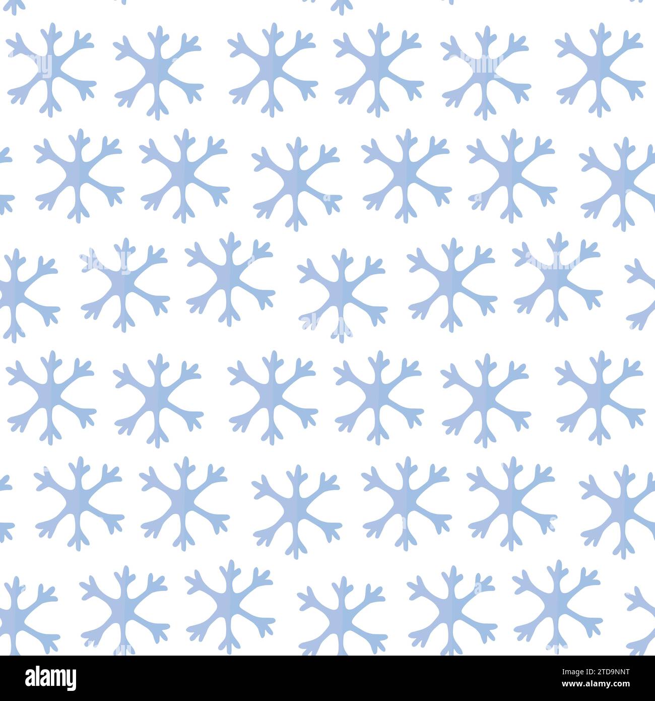 Seamless winter decoration pattern with blue snowflakes on white background. Stock Vector