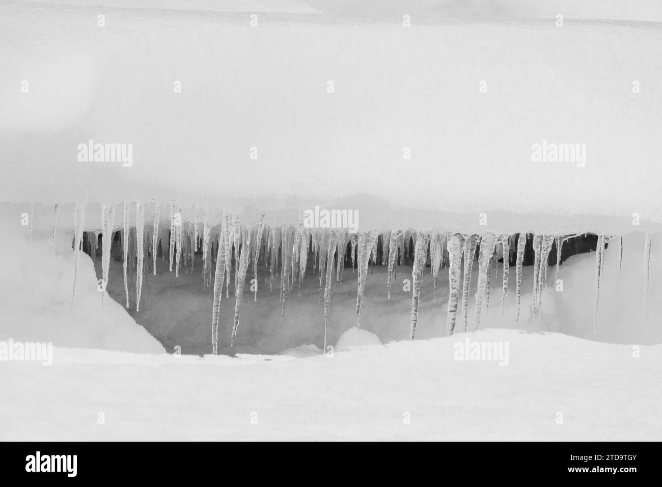 Antarctica, Weddell Sea, Snow Hill. Detail of iceberg with icicles. Stock Photo