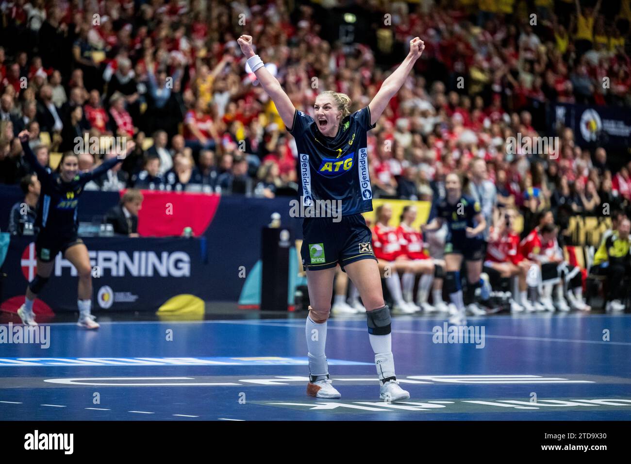 Linn Blohm of, Sweden. , . celebrates during the IHF Women's World