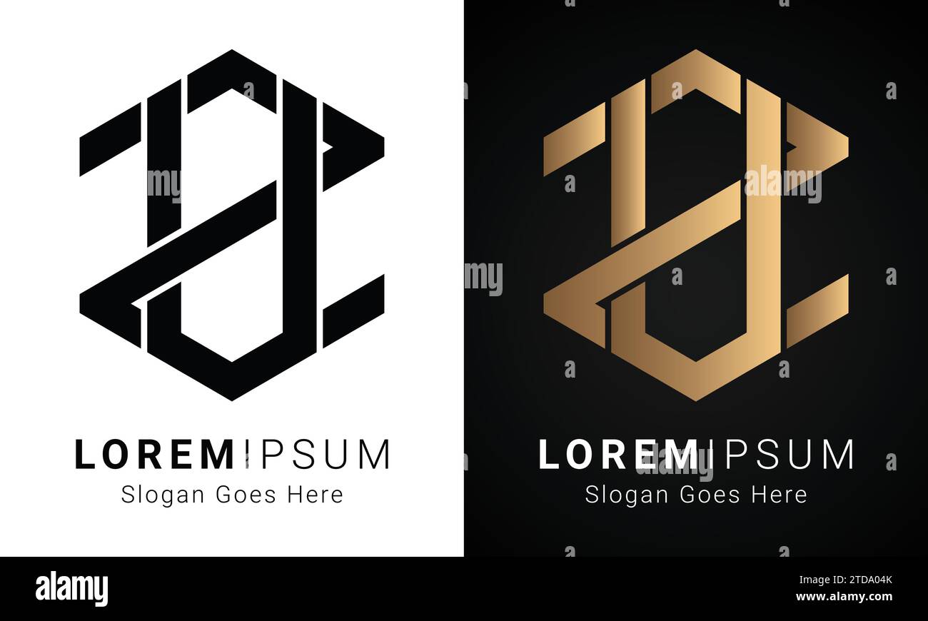 Luxury Initial ZV or VZ Monogram Text Letter Logo Design Stock Vector ...