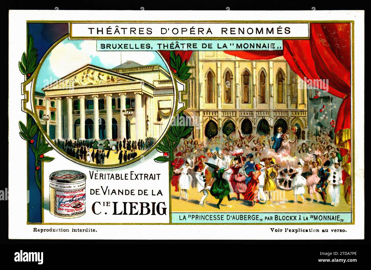 Brussels Opera House - Vintage Liebig Trade Card Stock Photo - Alamy