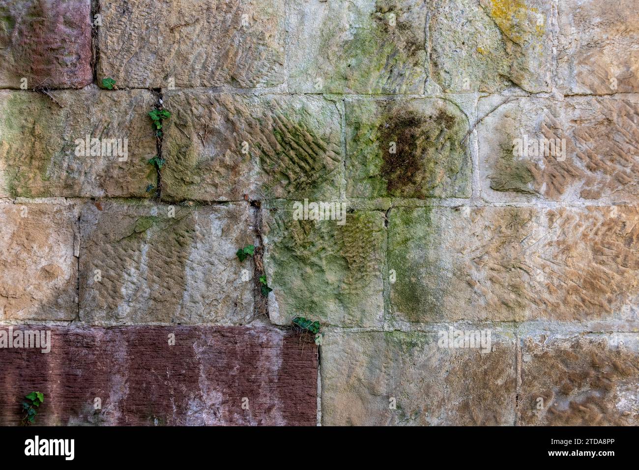 Vintage Sandstone Retainer Wall: Graphic Design Background Stock Photo