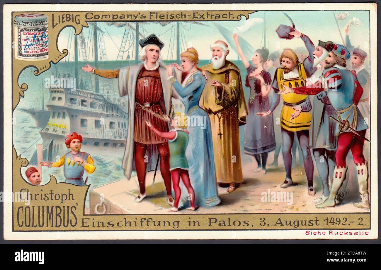 Christopher Columbus 001 - Vintage Liebig Trade Card Tradecard Stock Photo