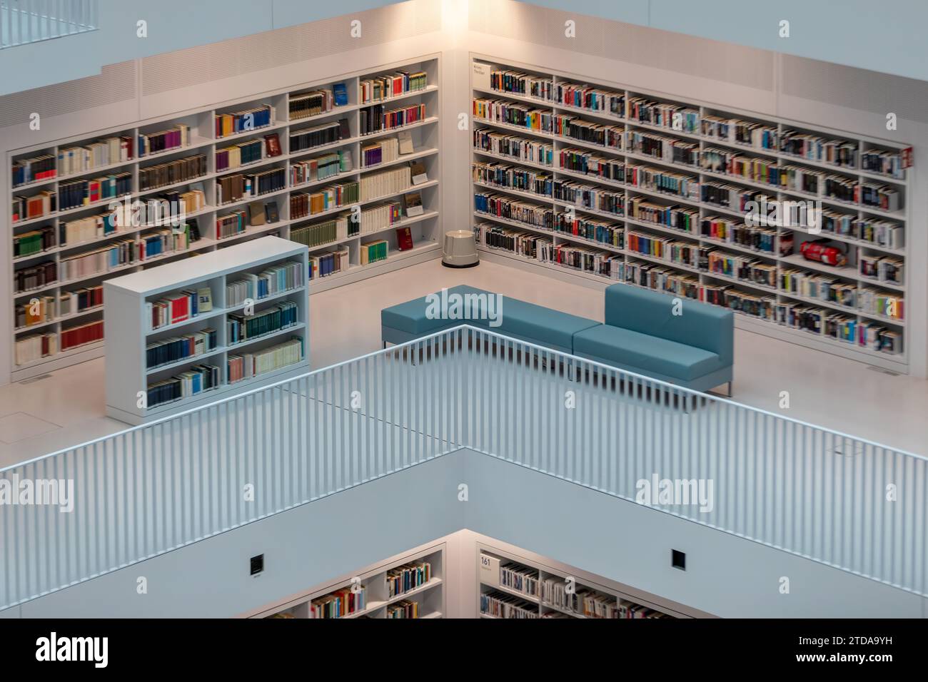Exploring the Beauty of Stuttgart's Public City Library: Interior Architecture and Learning Resources Stock Photo