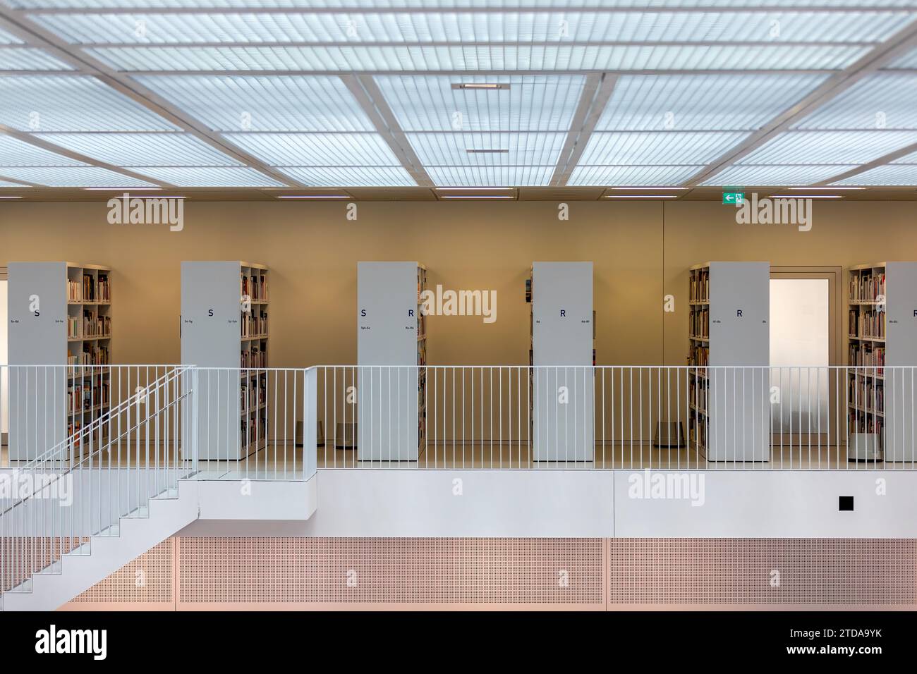 Exploring the Beauty of Stuttgart's Public City Library: Interior Architecture and Learning Resources Stock Photo