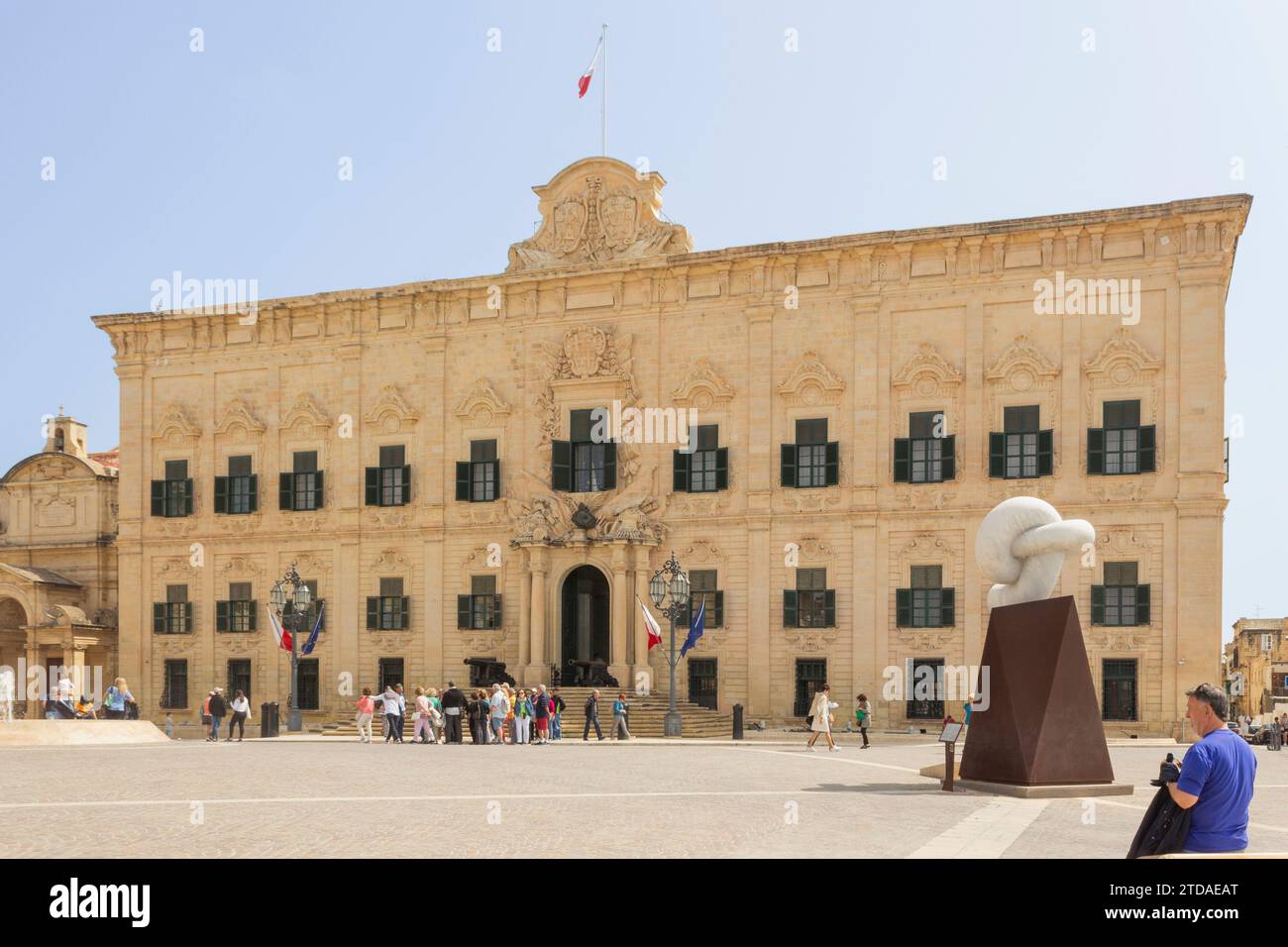 The Auberge de Castille, Castille Square, La Valletta, Malta. Office of the Prime Minister of Malta. Stock Photo