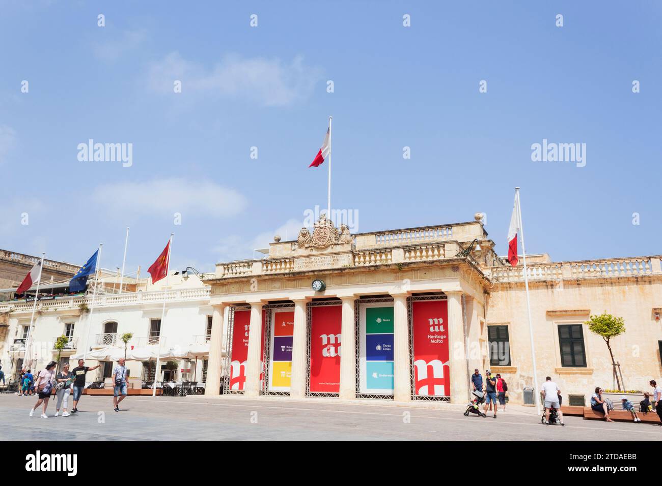 Government Building, Palace Square (St. George's Square), La Valletta, Malta. Stock Photo