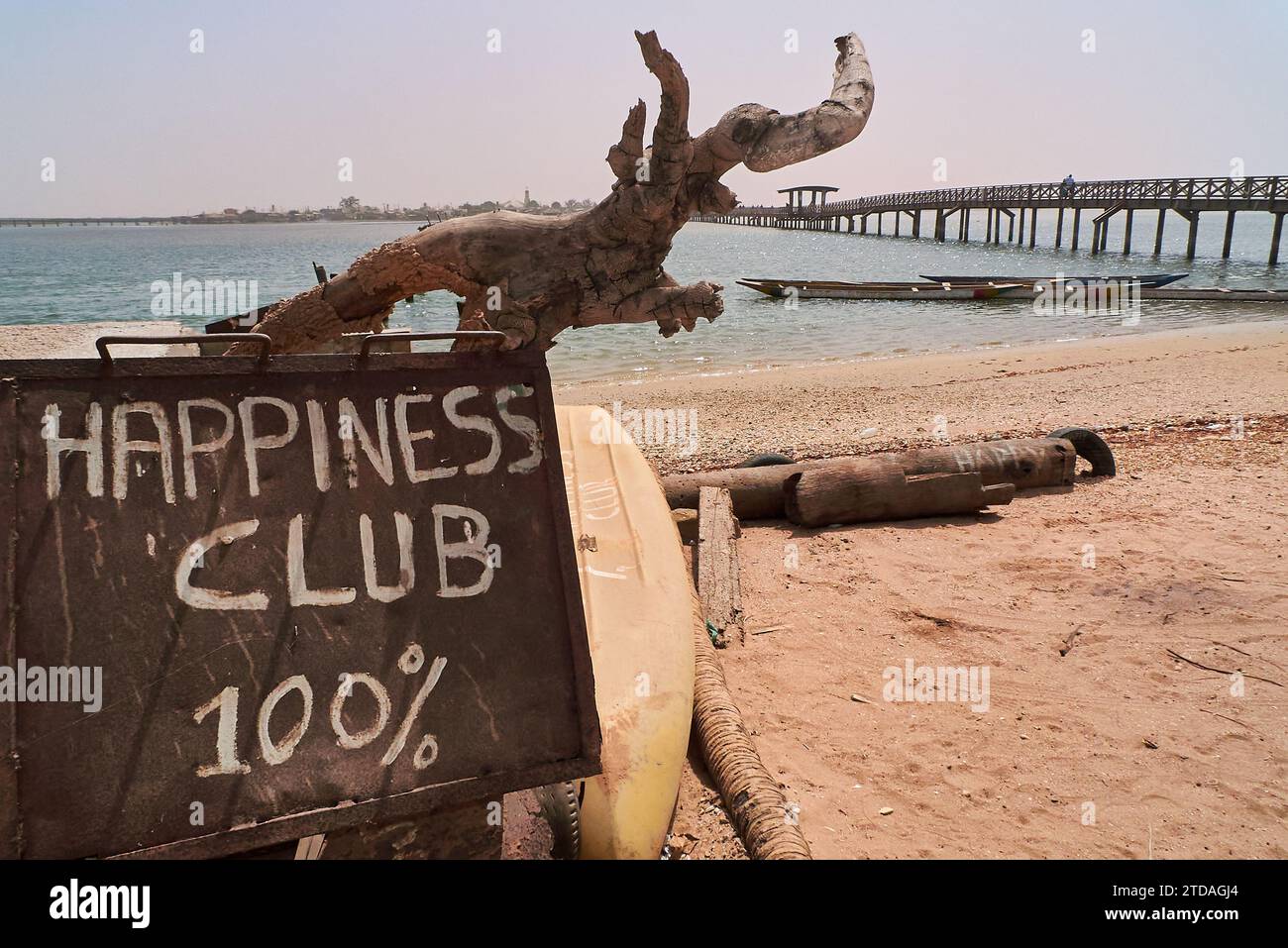 Cafe sign on a shell island, Joal-Fadiouth, Senegal Africa Stock Photo