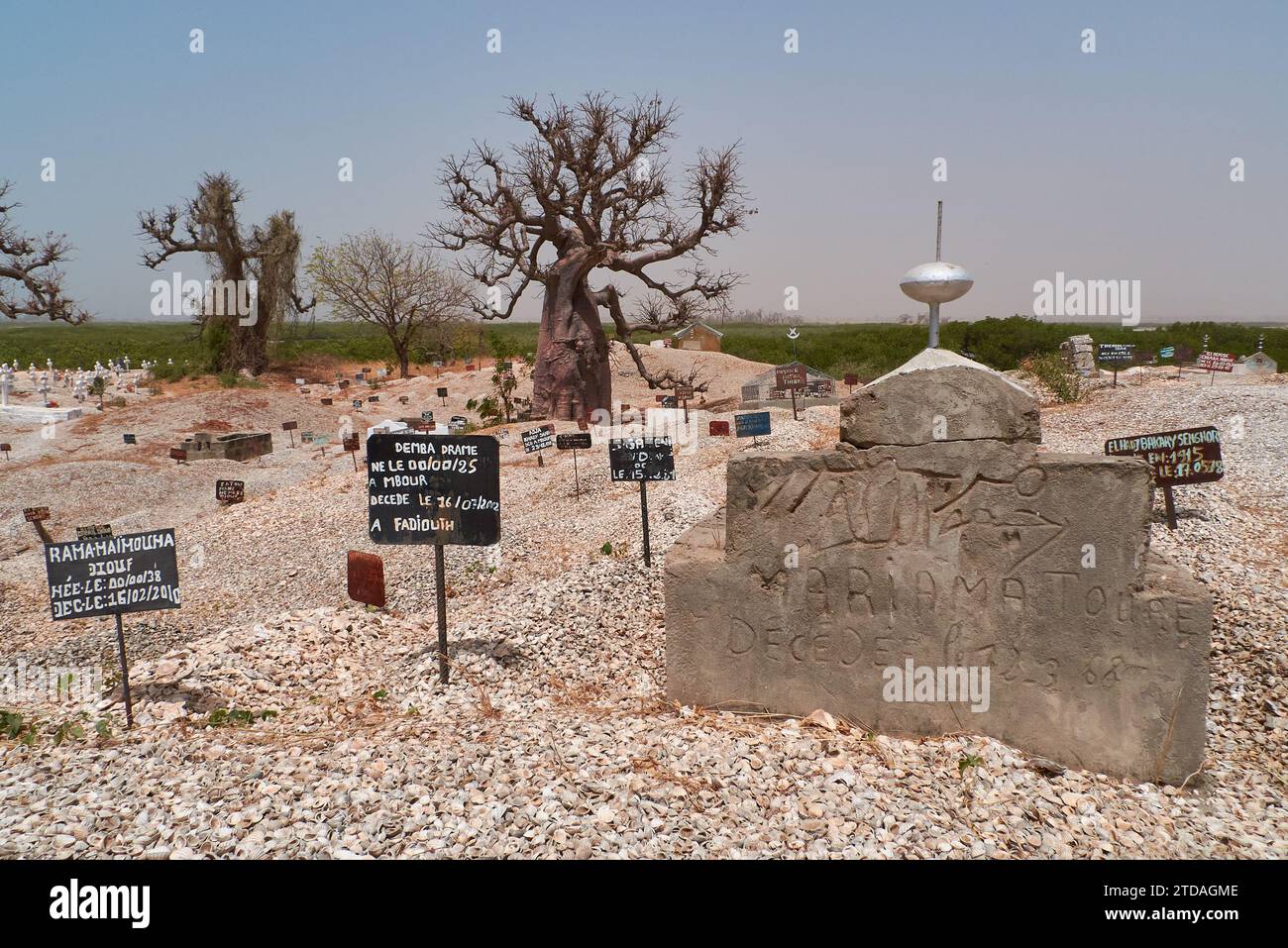 Christian & Muslim Cemetery on Shell island Joal-Fadiouth Senegal Stock Photo