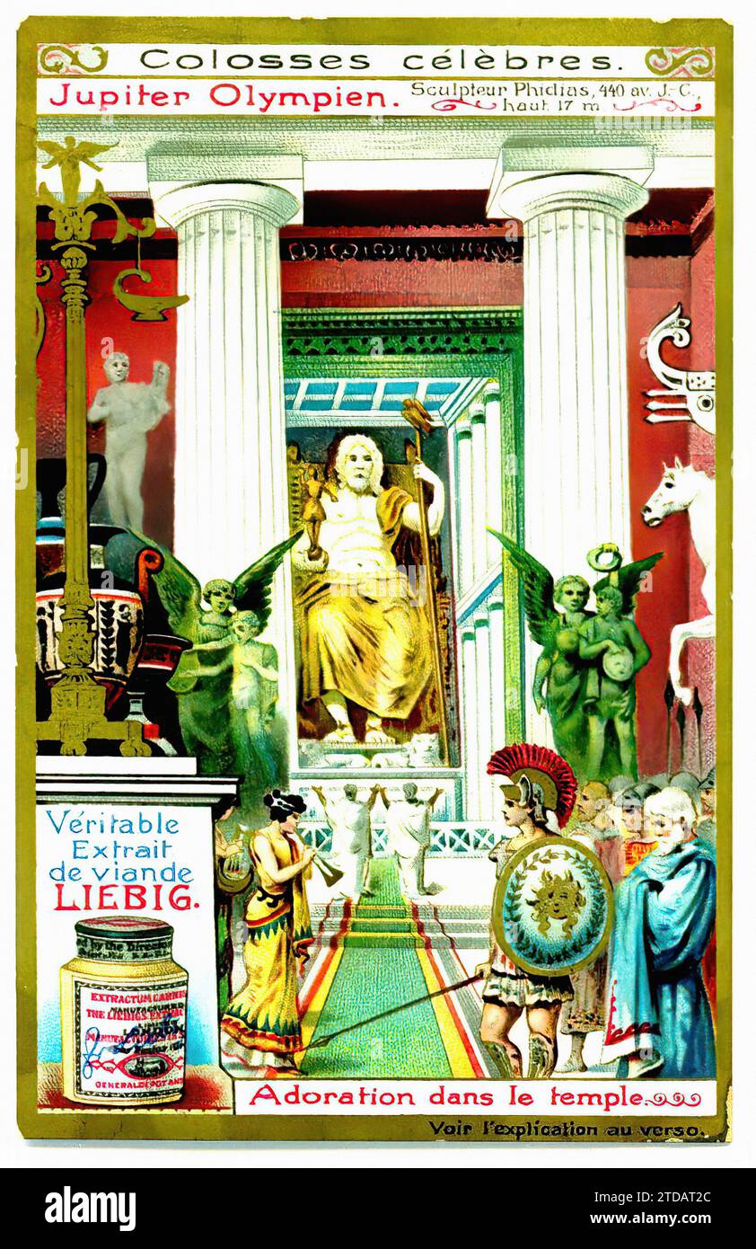 Vintage Liebig Trade Card S847 Statue of Jupiter - Zeus Stock Photo - Alamy