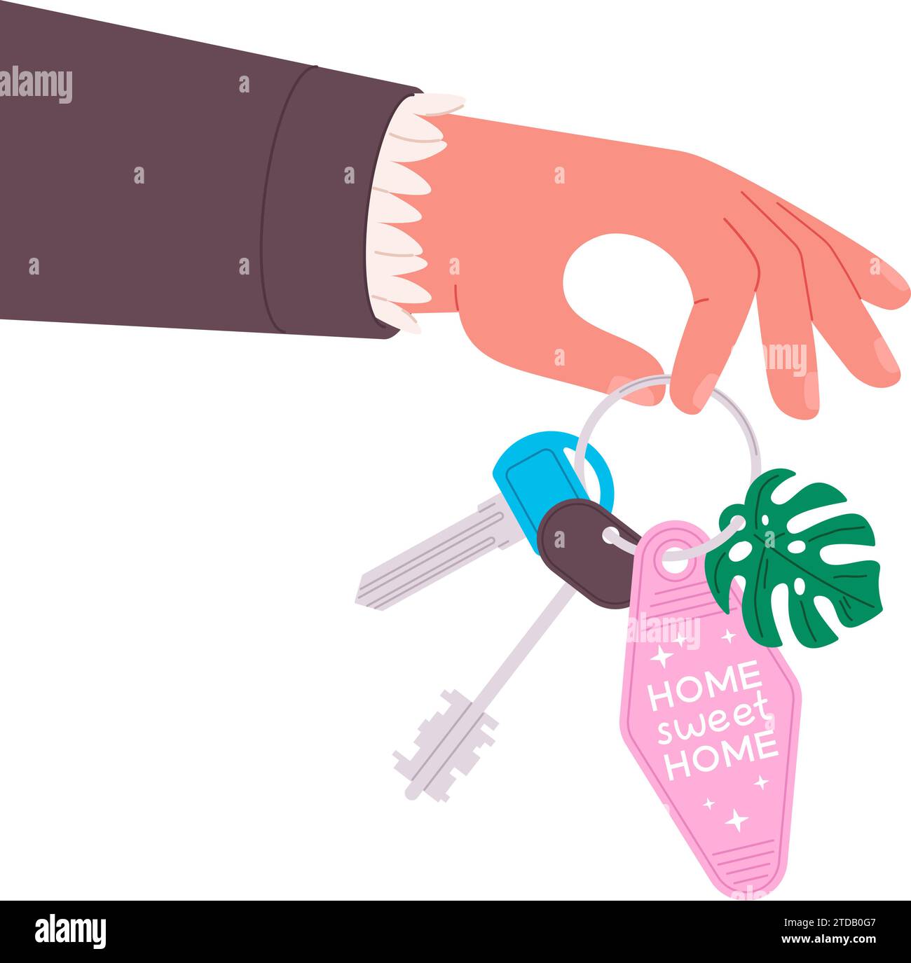 Hand giving key icon. key with key ring given from one hand to another ...