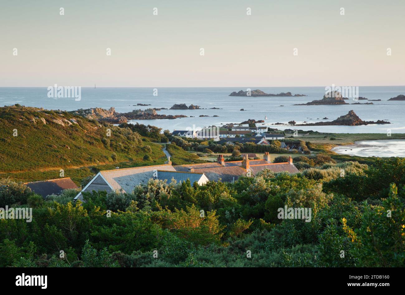 View towards Hell Bay on Bryher. Isles of Scilly. Cornwall. UK. Stock Photo