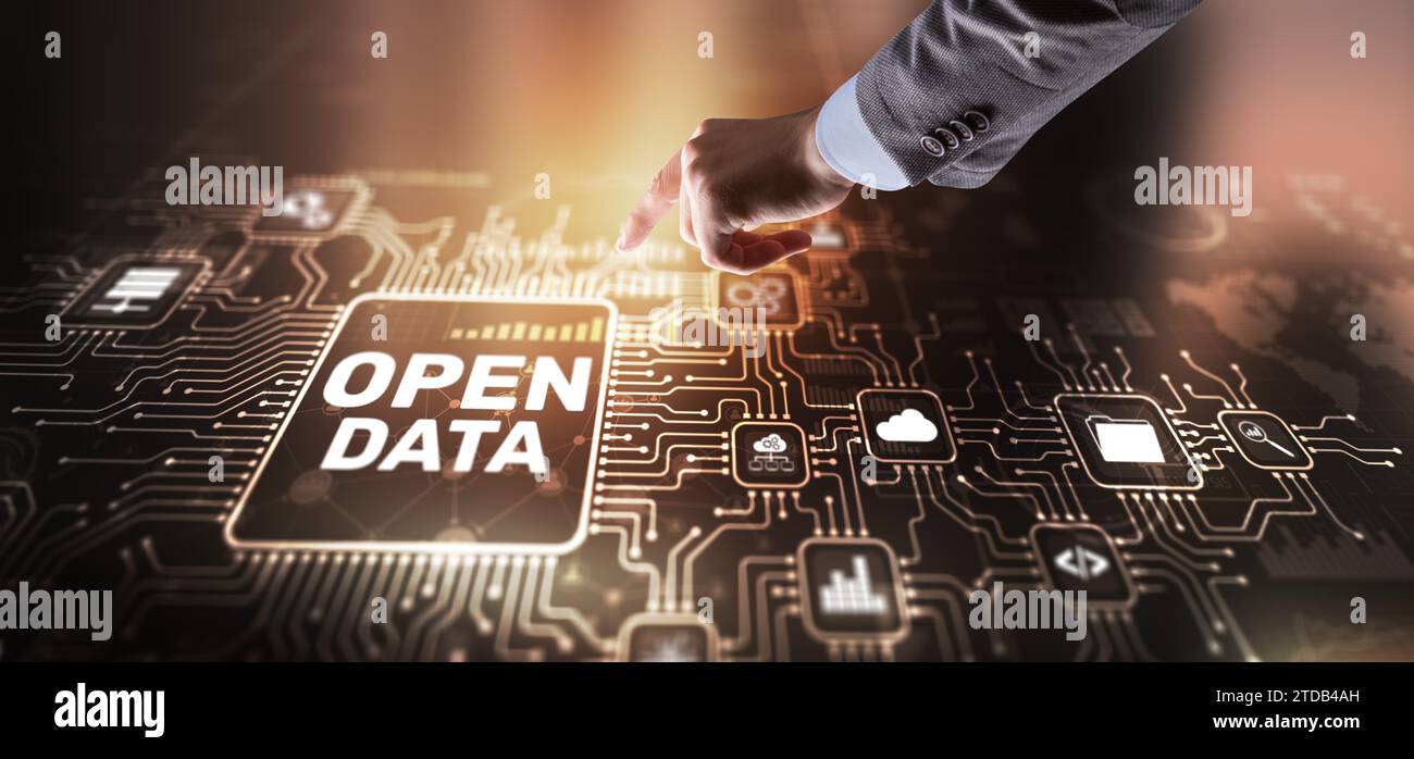 Open data api internet technology concept. Online documentation database. Stock Photo