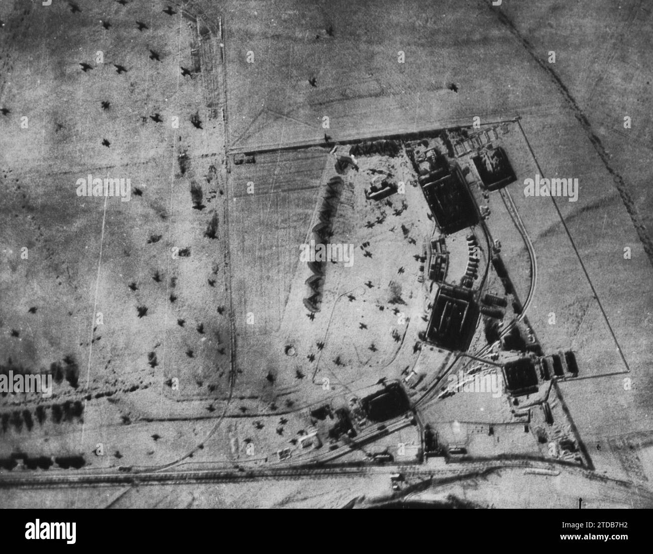 In Sunday's attack by a record force of 8th AAF heavy bombers on enemy aircraft factories at Leipzig. Brunswick and Bernburg and military targets at Gotha, Tutow, Oschersleben and other points in Northern and Central Germany, 1944 Stock Photo