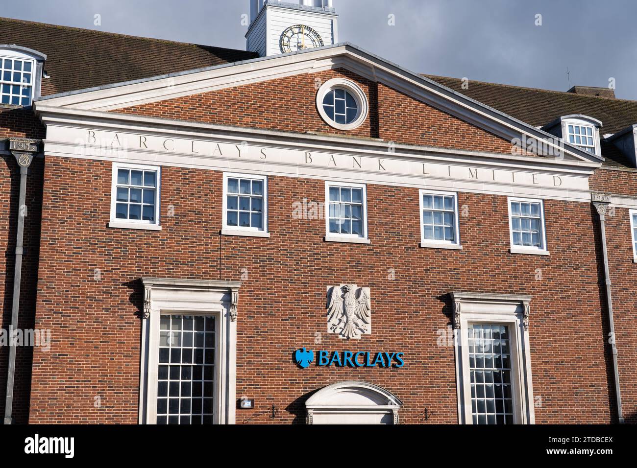 Barclays bank clock tower building in Winchester a modern