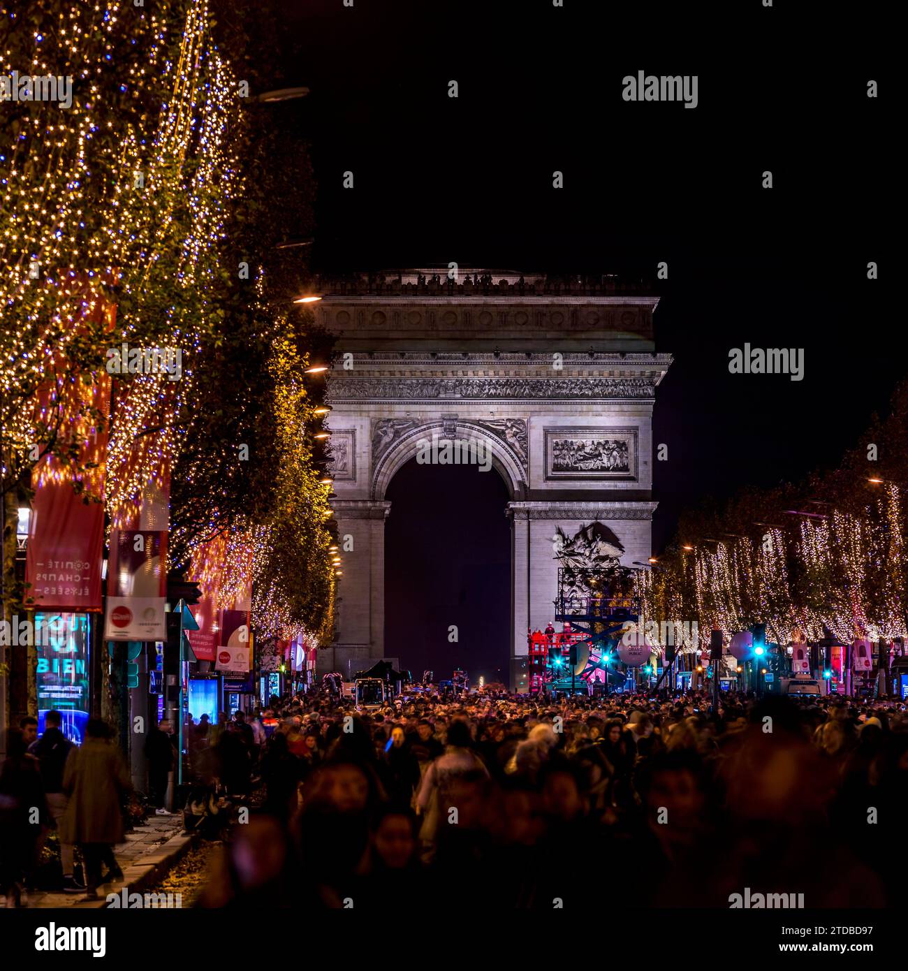 Paris, France - November 19, 2023: The Champs Elysées Avenue With 